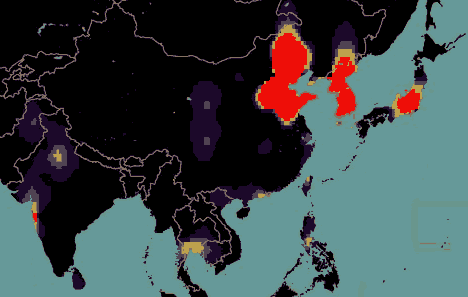 Spam Südkorea und China